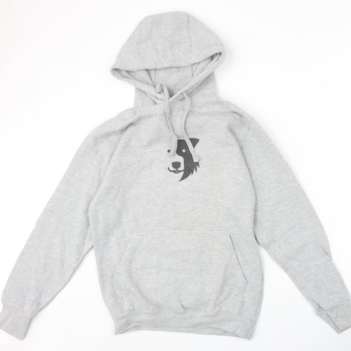 Just Hoods Womens Grey Cotton Pullover Hoodie Size S Pullover - Zak The Collie Dog