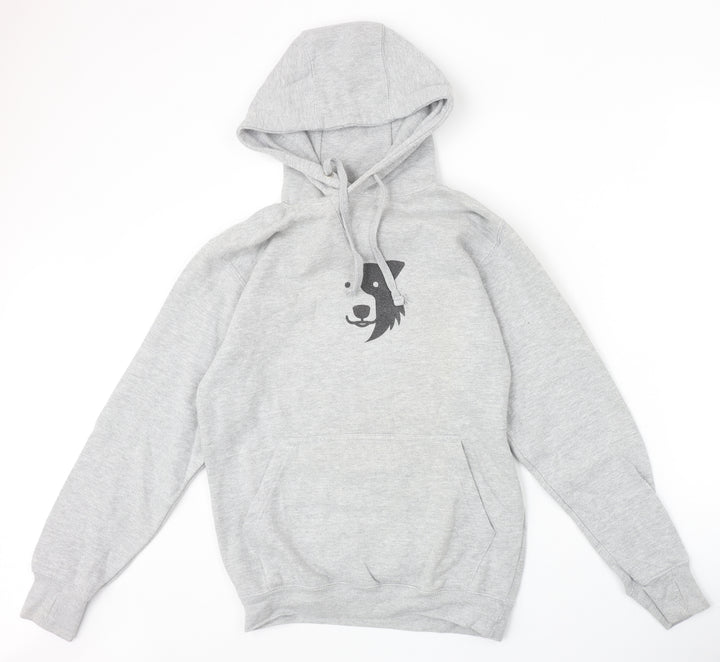 Just Hoods Womens Grey Cotton Pullover Hoodie Size S Pullover - Zak The Collie Dog