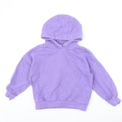 Marks and Spencer Girls Purple Cotton Pullover Hoodie Size 7-8 Years Pullover