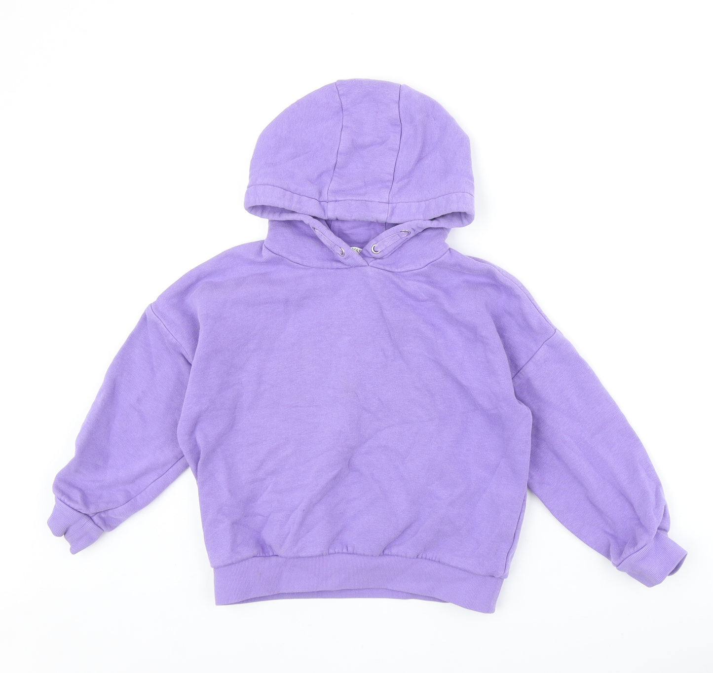 Marks and Spencer Girls Purple Cotton Pullover Hoodie Size 7-8 Years Pullover