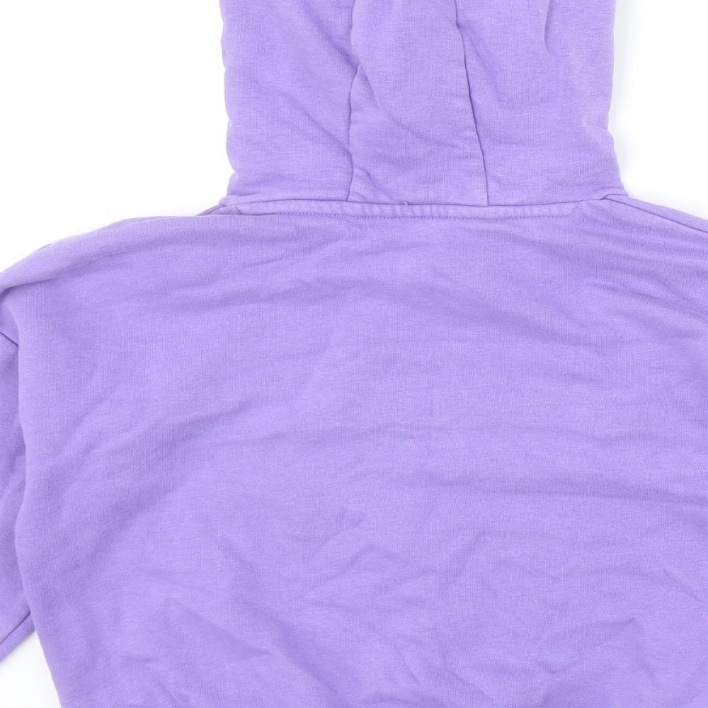 Marks and Spencer Girls Purple Cotton Pullover Hoodie Size 7-8 Years Pullover