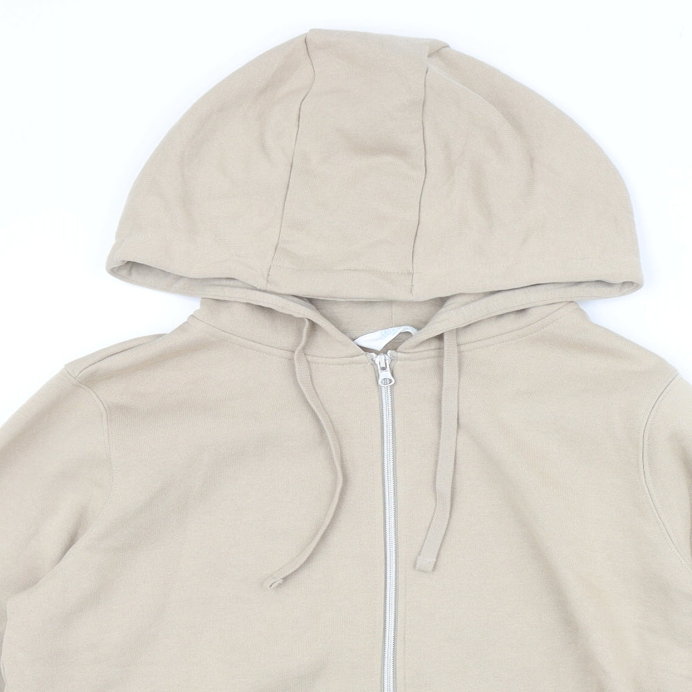 Primark Womens Beige Cotton Full Zip Hoodie Size M Zip