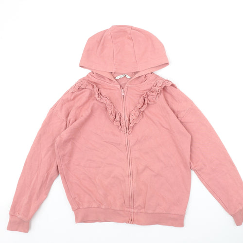 George Girls Pink Cotton Full Zip Hoodie Size 10-11 Years Zip