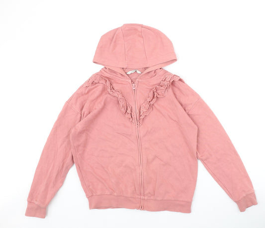George Girls Pink Cotton Full Zip Hoodie Size 10-11 Years Zip