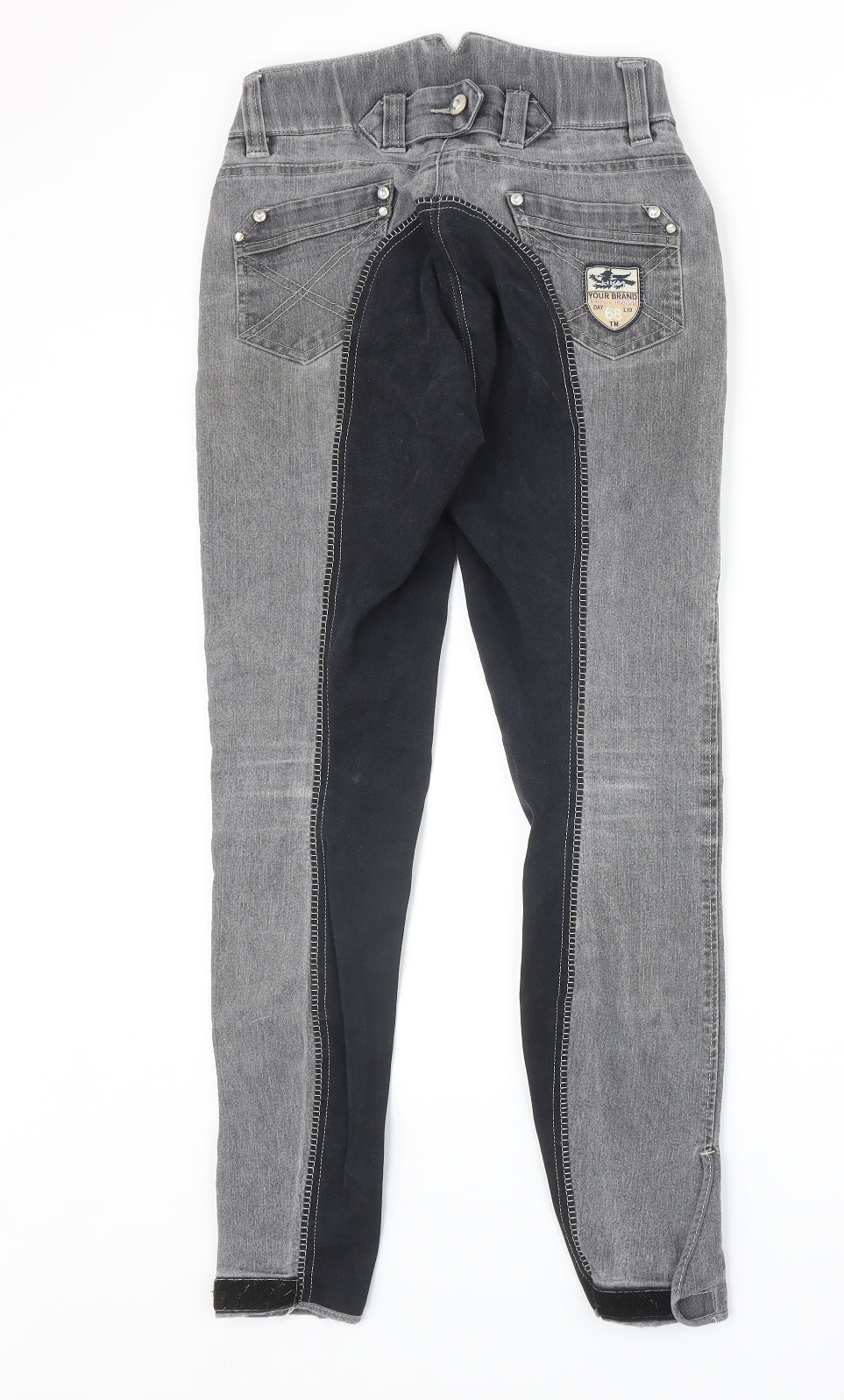 HKM Womens Grey Cotton Skinny Jeans Size 28 Regular Zip