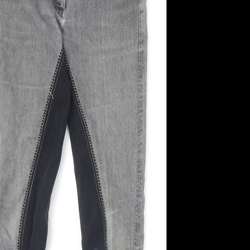 HKM Womens Grey Cotton Skinny Jeans Size 28 Regular Zip
