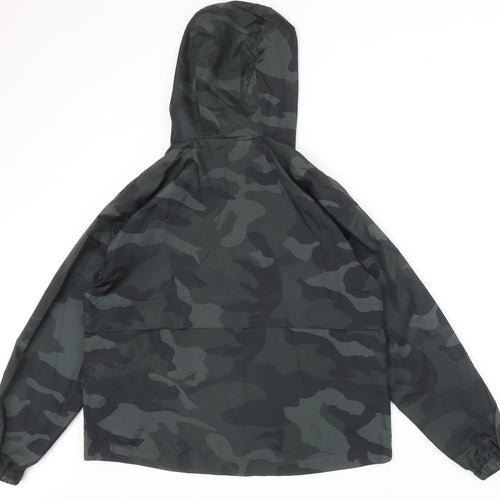 Primark Womens Green Camouflage Rain Coat Coat Size 2XS Zip