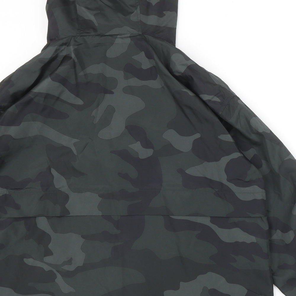 Primark Womens Green Camouflage Rain Coat Coat Size 2XS Zip