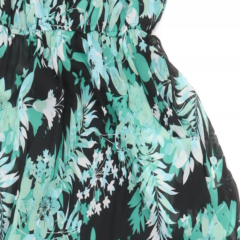 Apricot Womens Black Floral Polyester Fit & Flare Size 14 Scoop Neck Pullover