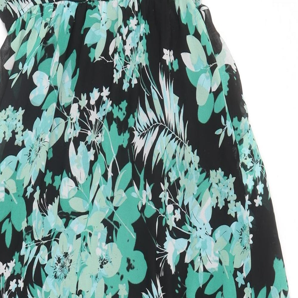 Apricot Womens Black Floral Polyester Fit & Flare Size 14 Scoop Neck Pullover