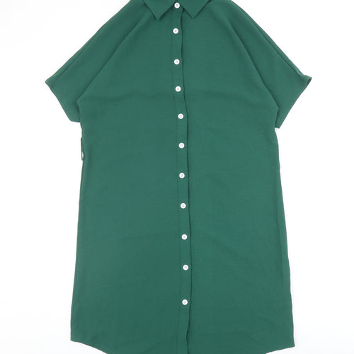 SheIn Womens Green Polyester Shirt Dress Size XS Collared Button