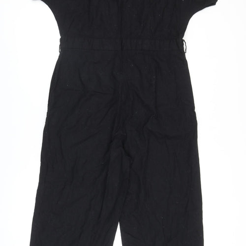 H&M Womens Black Viscose Jumpsuit One-Piece Size 18 Zip