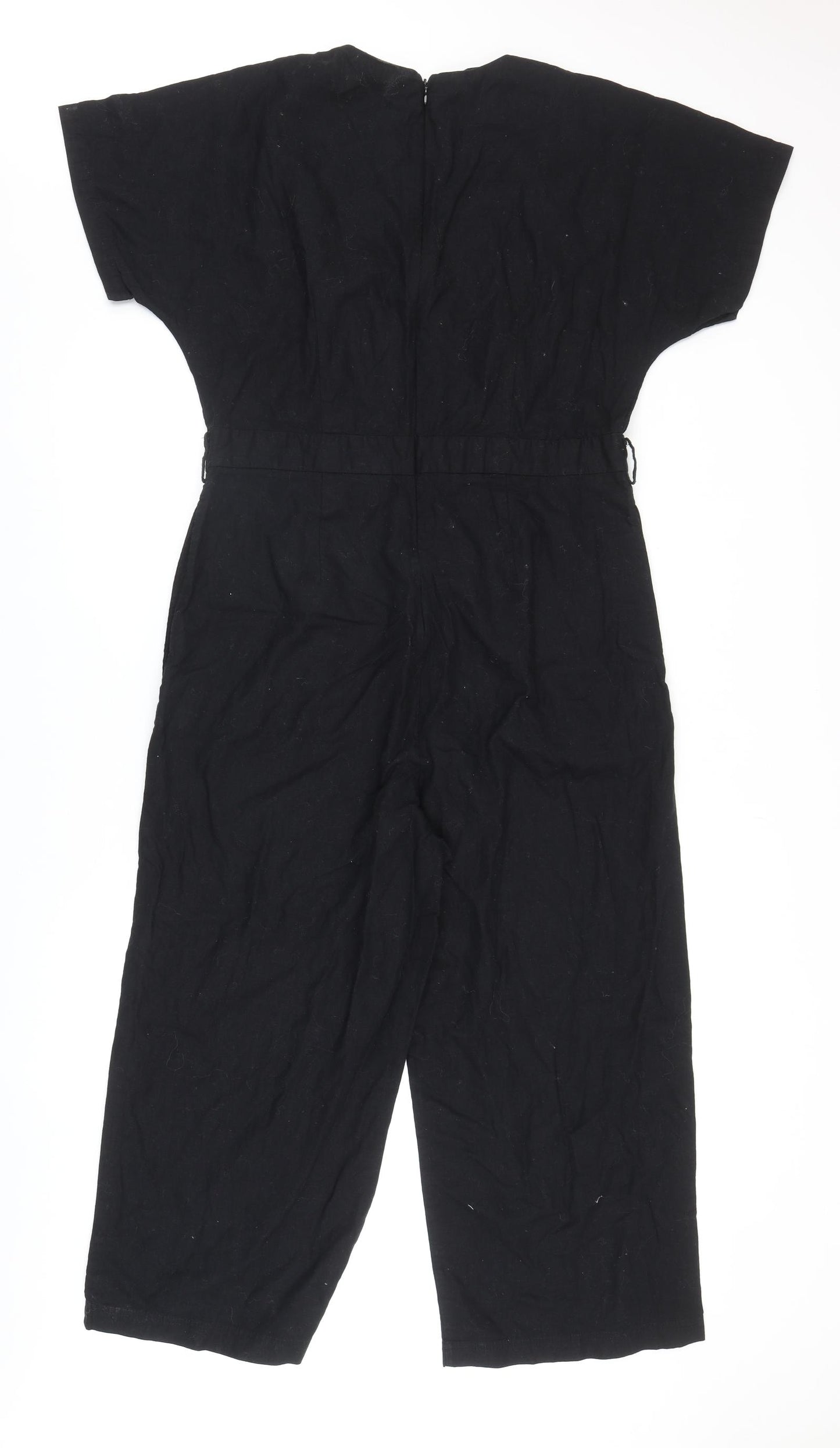 H&M Womens Black Viscose Jumpsuit One-Piece Size 18 Zip
