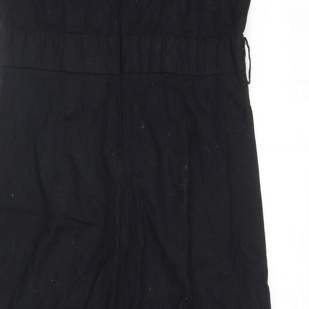 H&M Womens Black Viscose Jumpsuit One-Piece Size 18 Zip