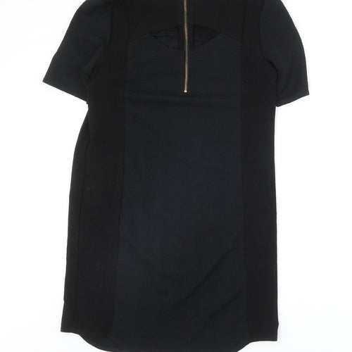 Warehouse Womens Black Polyester A-Line Size 10 Round Neck Zip
