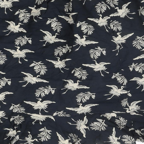 Preworn Womens Black Geometric Viscose Skater Skirt Size 28 in - Bird Pattern