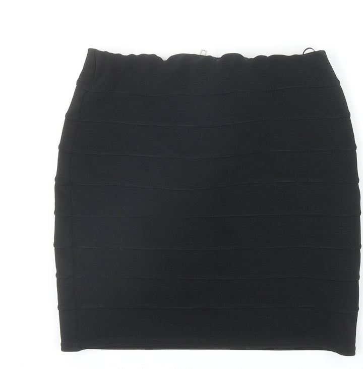 Therapy Womens Black Polyester Bandage Skirt Size 8 Zip