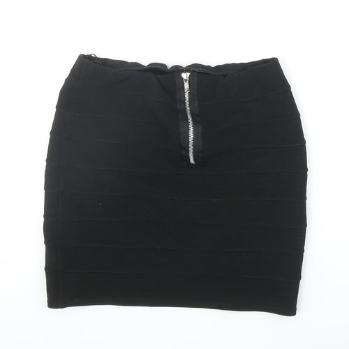 Therapy Womens Black Polyester Bandage Skirt Size 8 Zip