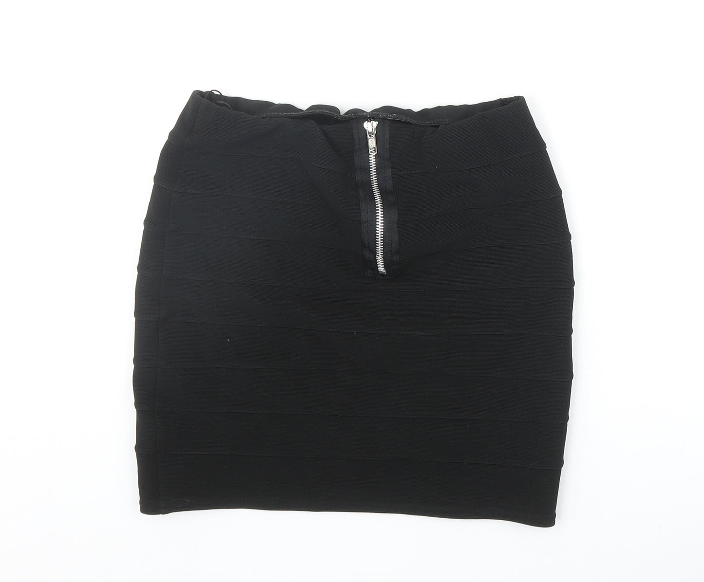 Therapy Womens Black Polyester Bandage Skirt Size 8 Zip