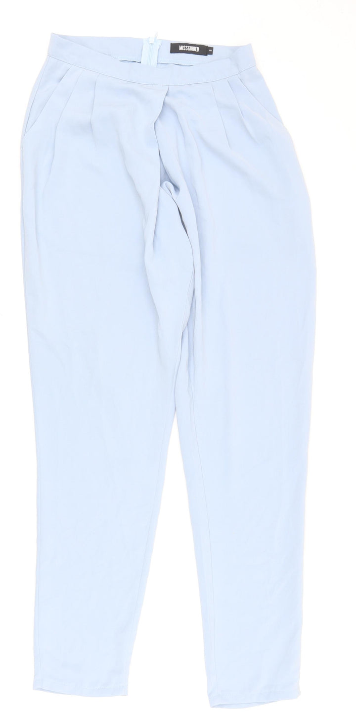 Missguided Womens Blue Polyester Dress Pants Trousers Size 8 Regular Zip