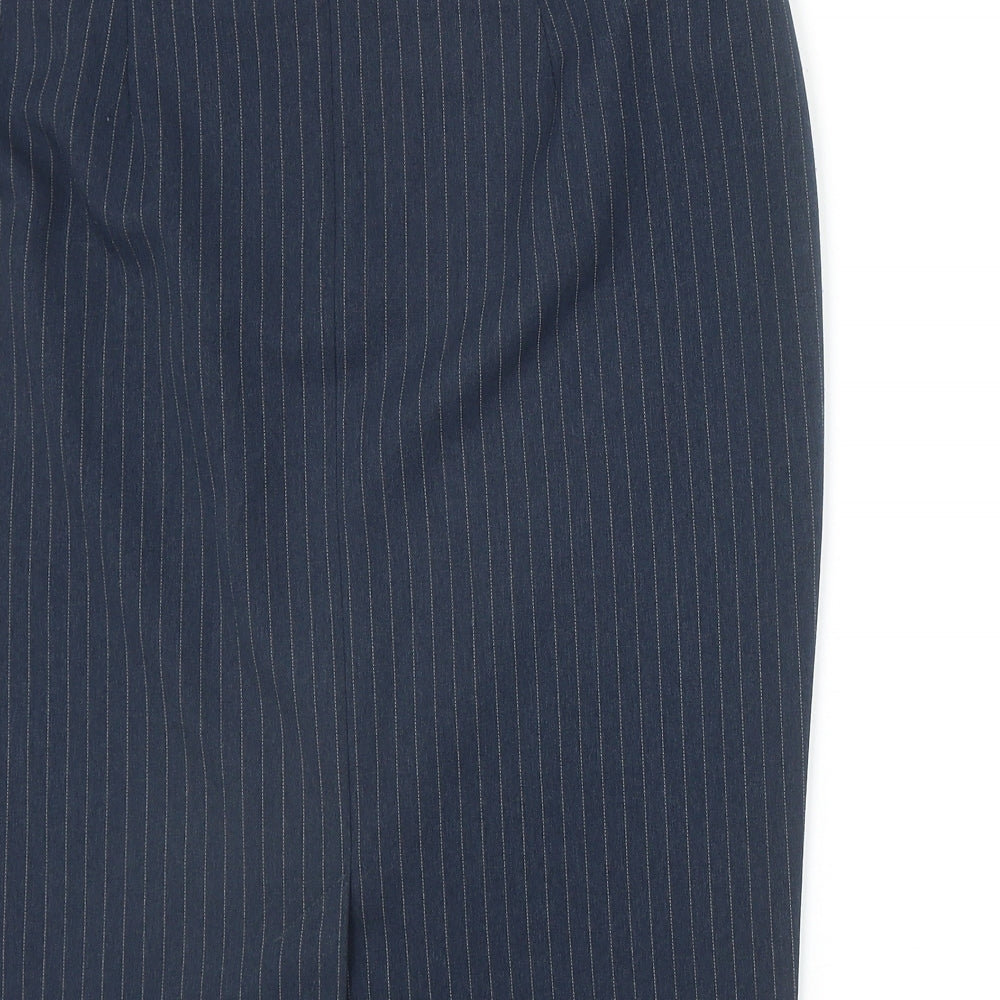 F&F Womens Blue Striped Polyester Straight & Pencil Skirt Size 10 Zip