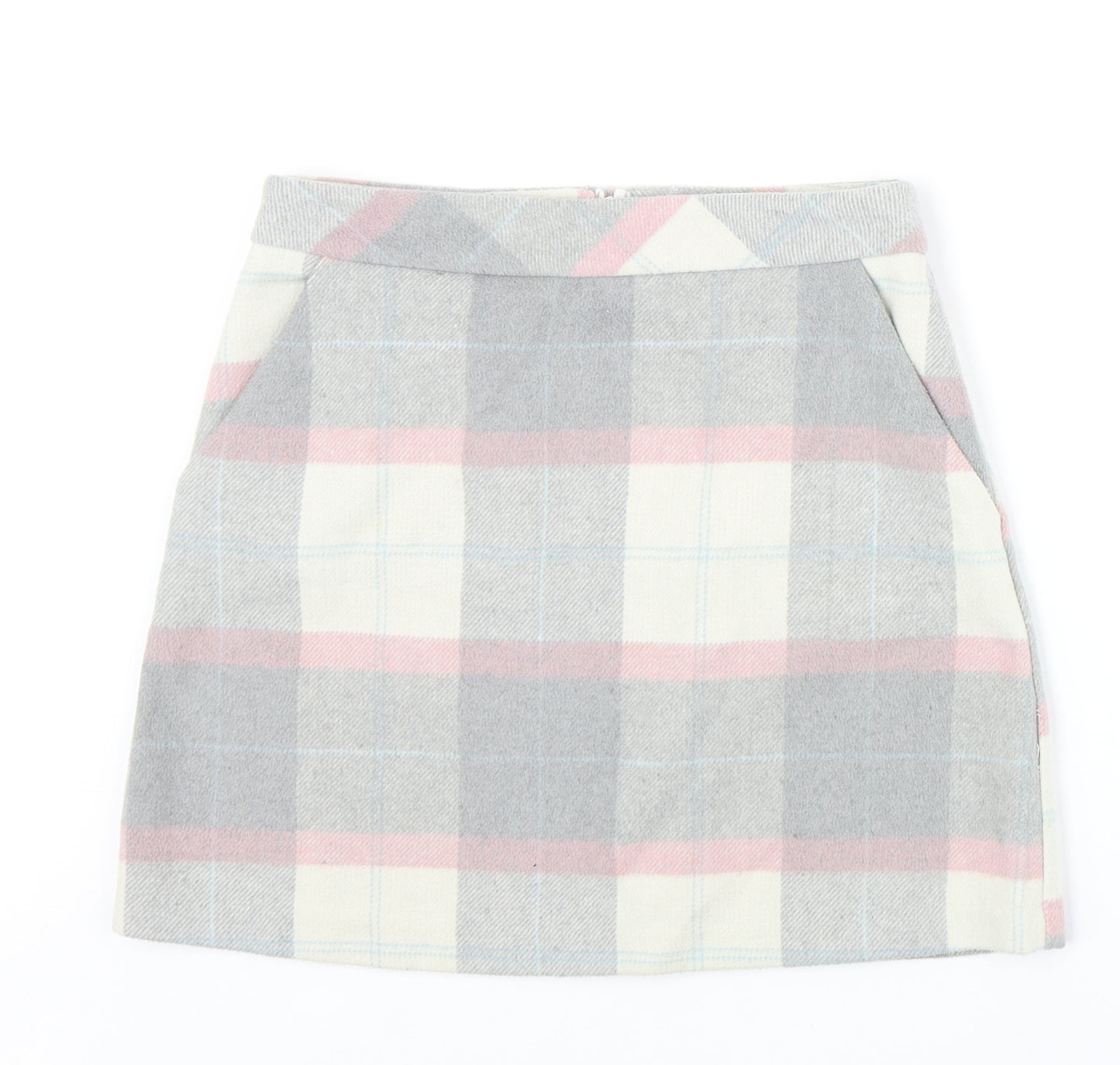 Primark Womens Multicoloured Plaid Cotton A-Line Skirt Size 8 Zip