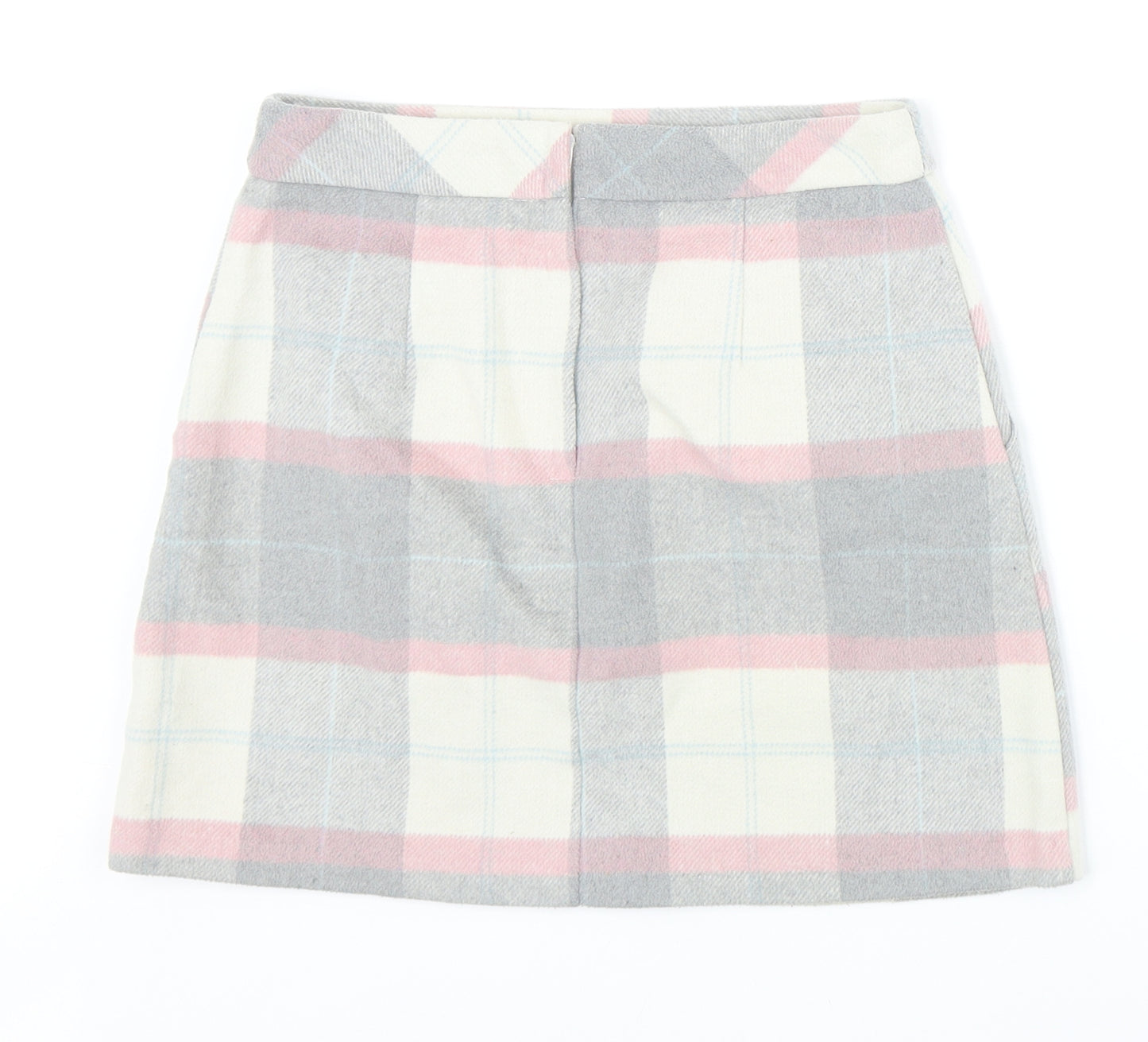 Primark Womens Multicoloured Plaid Cotton A-Line Skirt Size 8 Zip