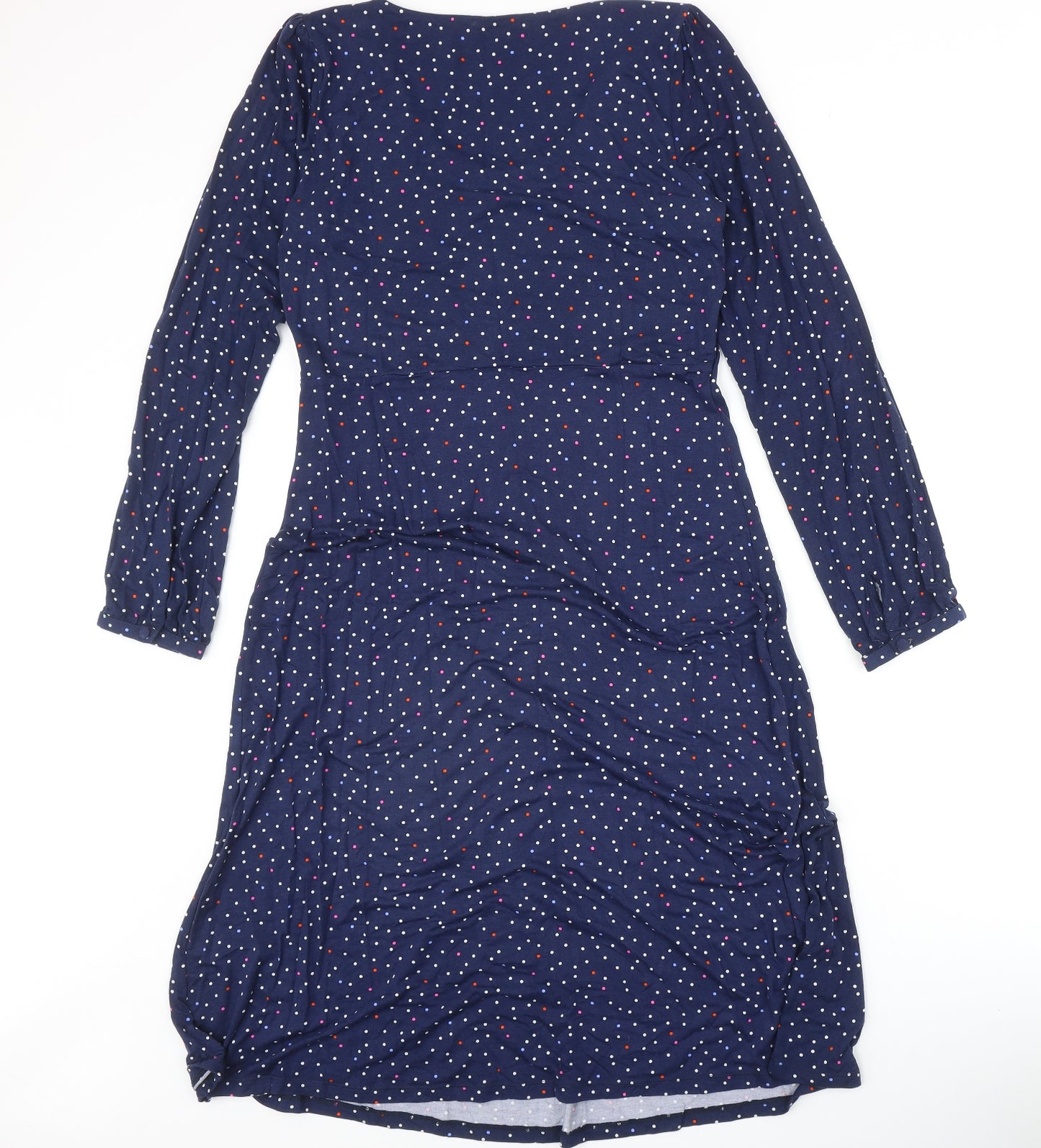 Crew Clothing Womens Blue Polka Dot Viscose Trapeze & Swing Size 12 Round Neck Pullover