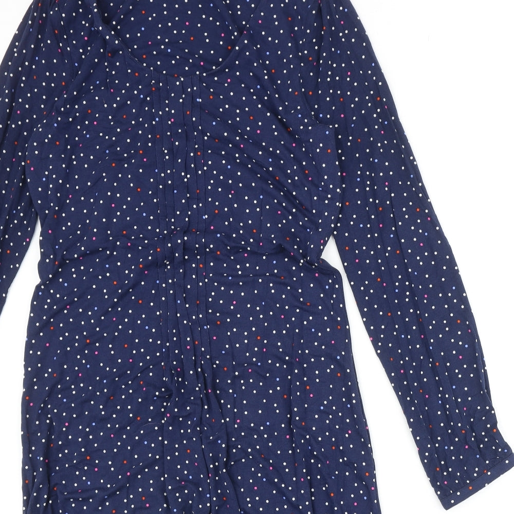 Crew Clothing Womens Blue Polka Dot Viscose Trapeze & Swing Size 12 Round Neck Pullover