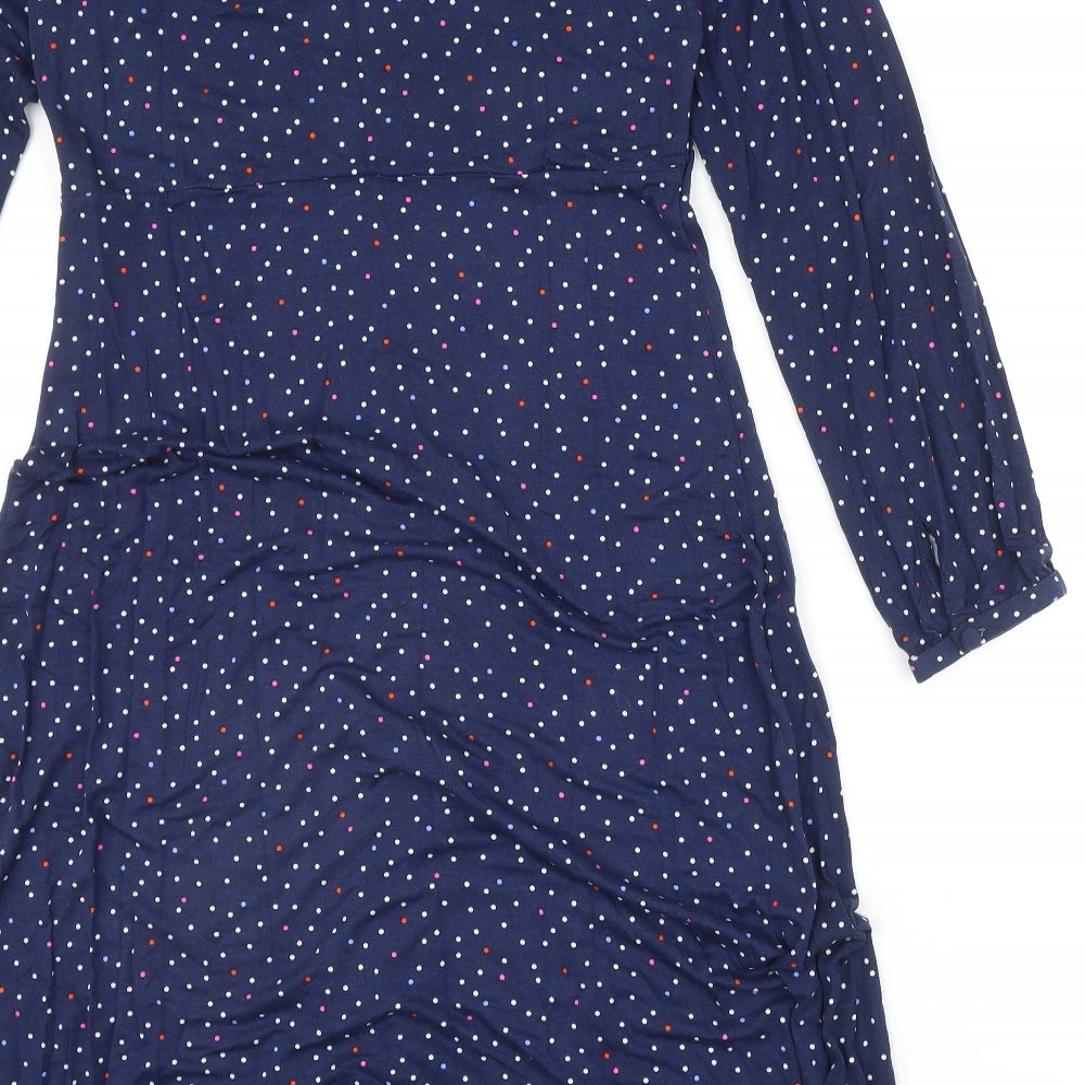Crew Clothing Womens Blue Polka Dot Viscose Trapeze & Swing Size 12 Round Neck Pullover