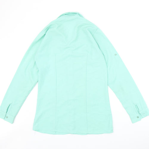 Dotti Womens Green Polyester Basic Button-Up Size L Collared