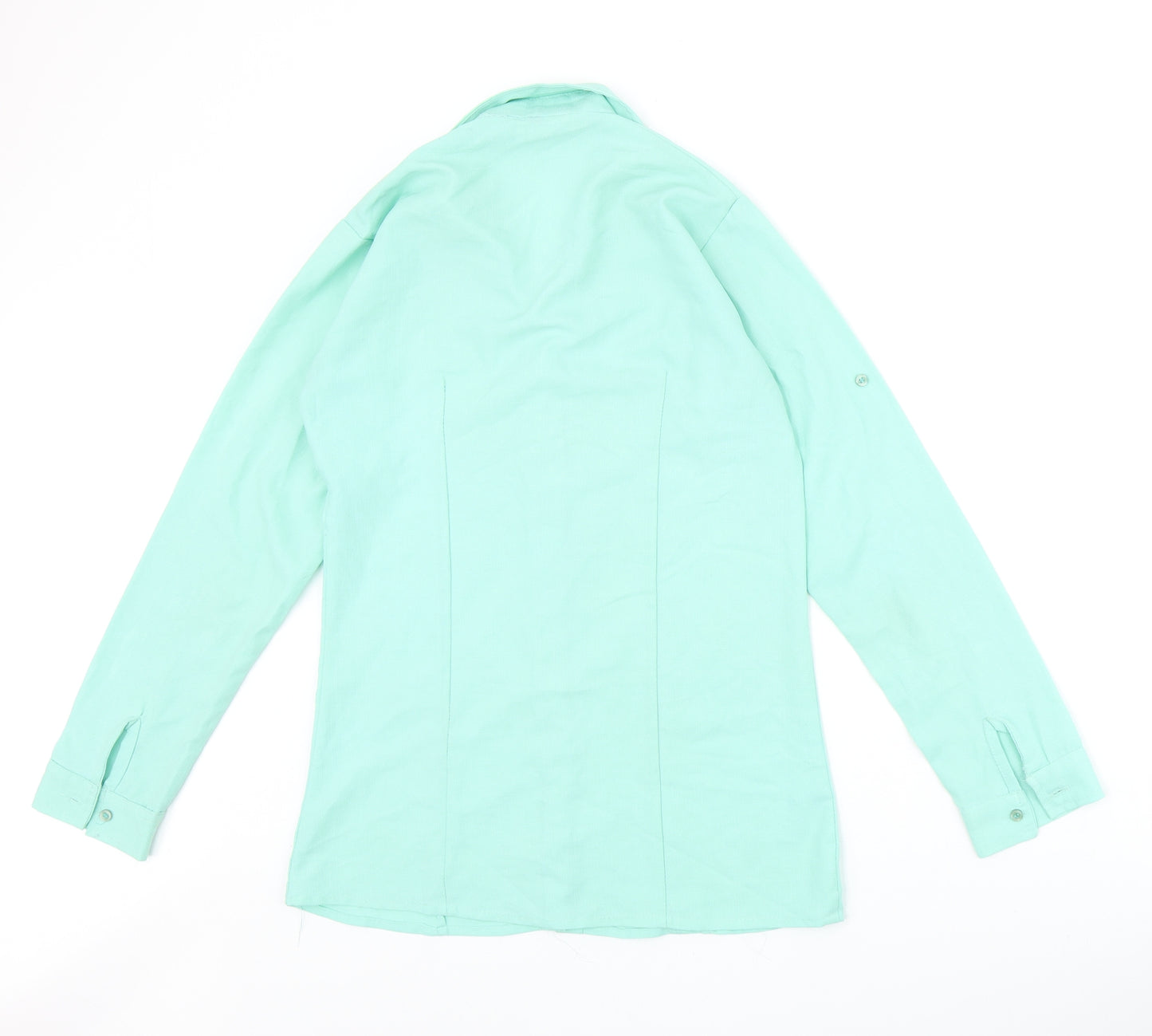 Dotti Womens Green Polyester Basic Button-Up Size L Collared
