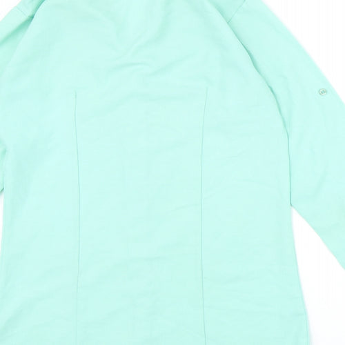 Dotti Womens Green Polyester Basic Button-Up Size L Collared
