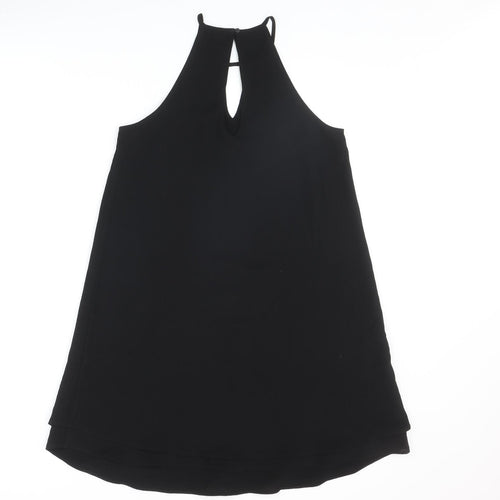 Only Womens Black Polyester Trapeze & Swing Size 10 Round Neck Button