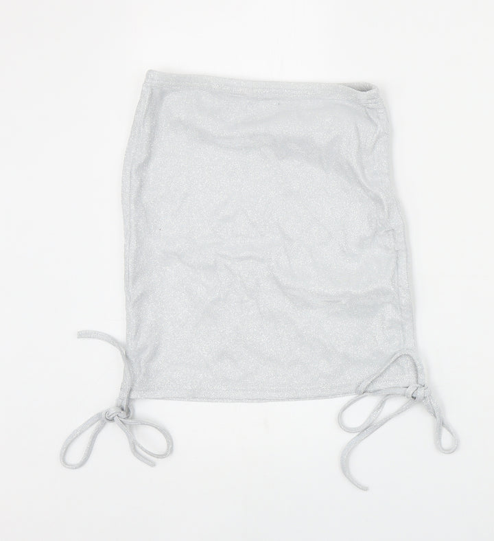 Preworn Womens Silver Polyester Bandage Skirt Size XS