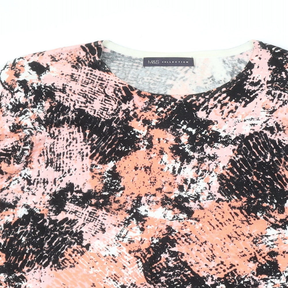 Marks and Spencer Womens Multicoloured Geometric Viscose Basic Blouse Size 20 Round Neck