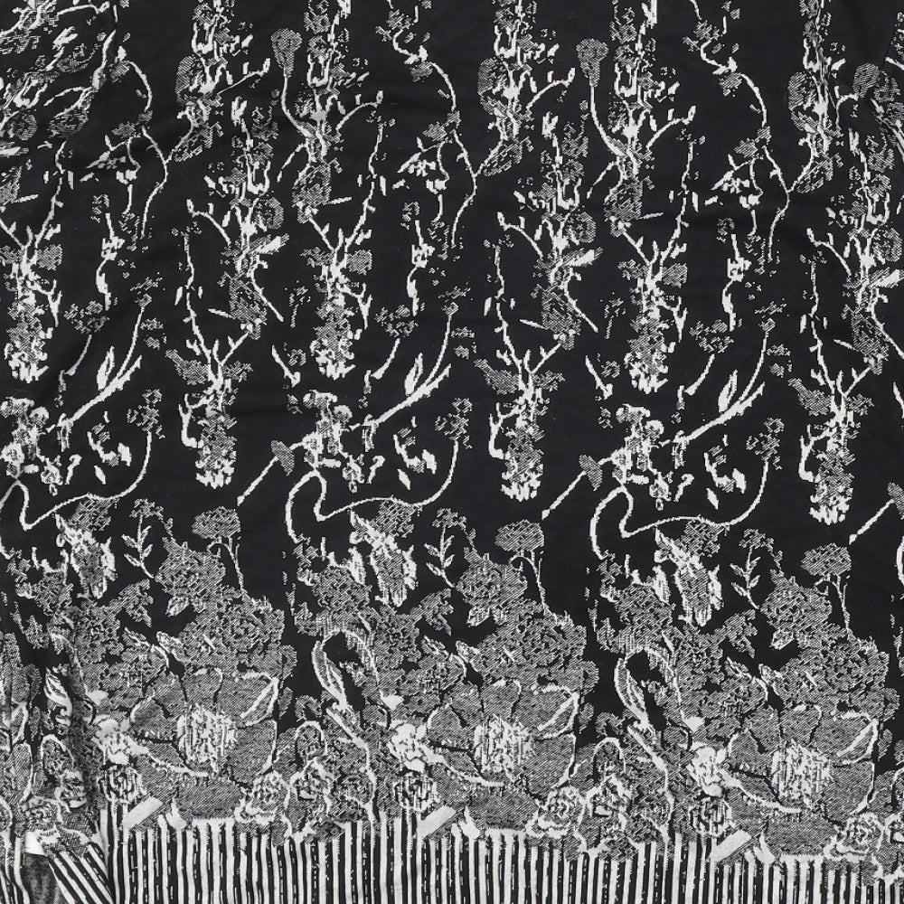 H&O Classic Womens Black Geometric Polyester Basic Blouse Size 14 Round Neck