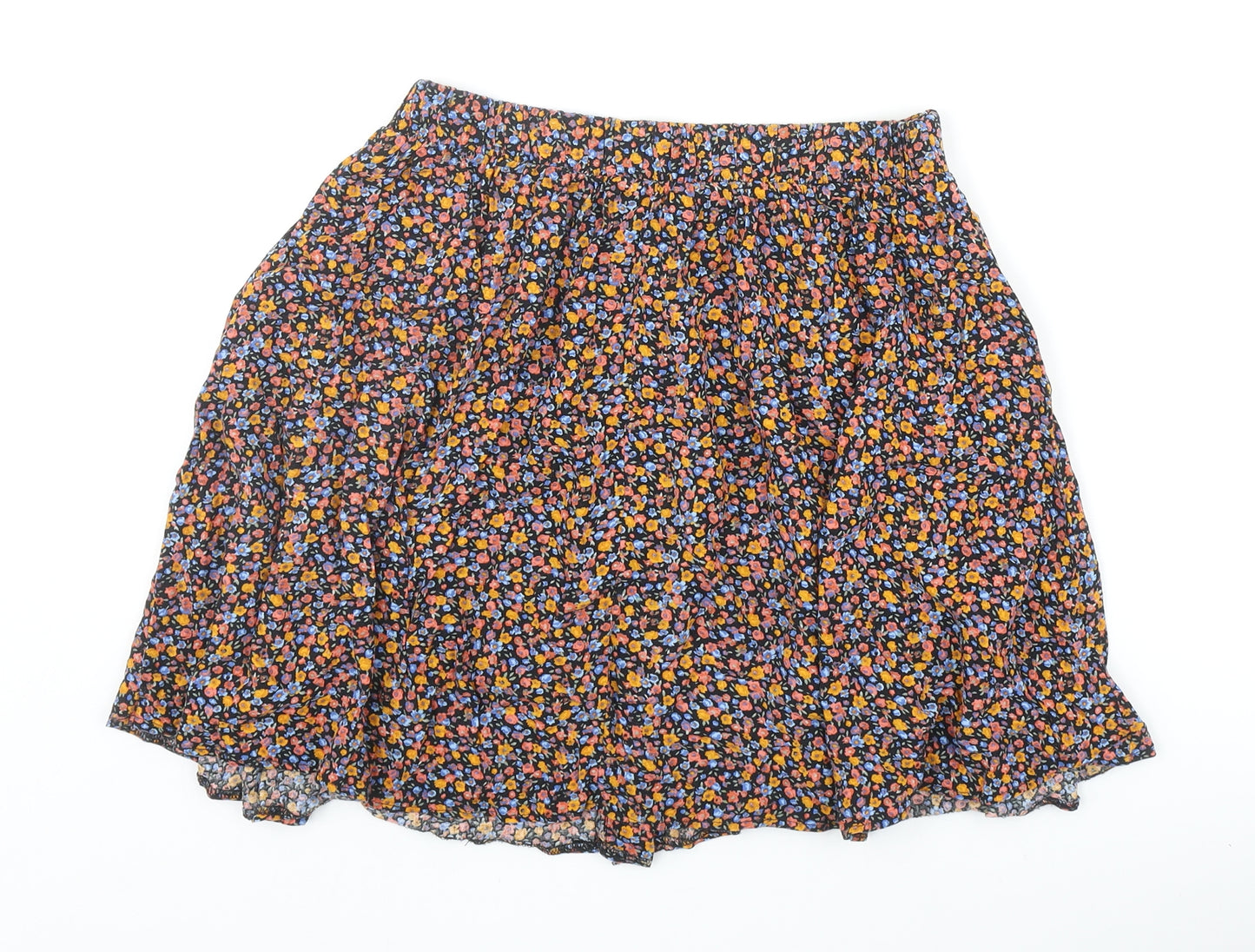 New Look Womens Multicoloured Floral Viscose Skater Skirt Size 14 Button
