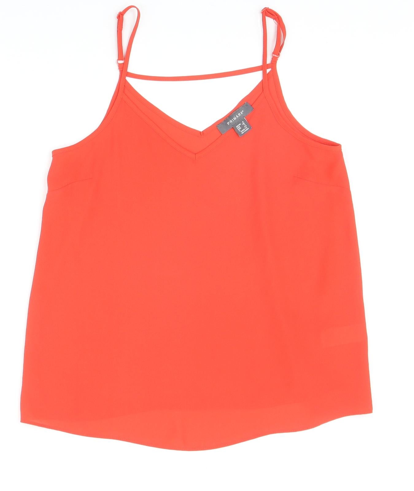 Primark Womens Red Polyester Basic Tank Size 8 V-Neck