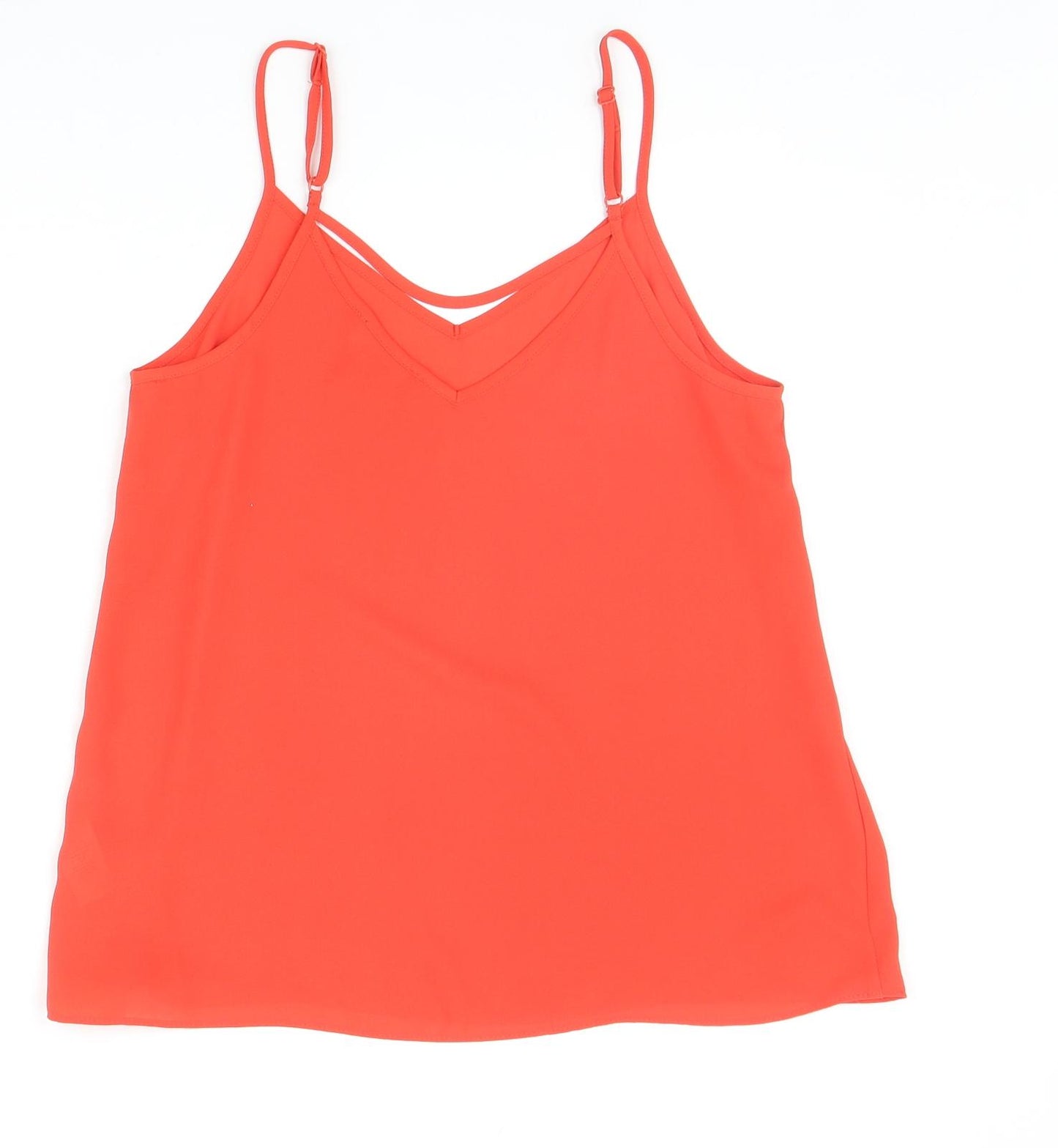 Primark Womens Red Polyester Basic Tank Size 8 V-Neck