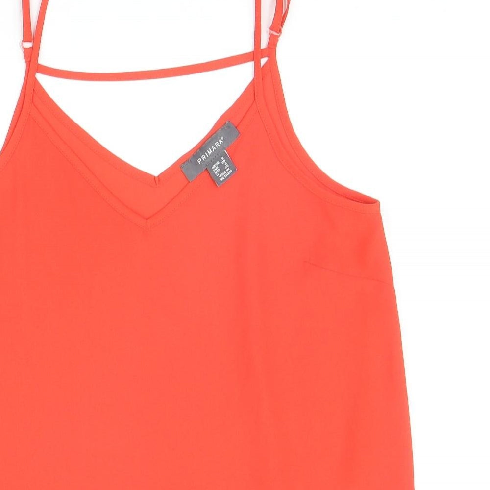 Primark Womens Red Polyester Basic Tank Size 8 V-Neck