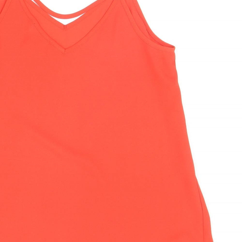 Primark Womens Red Polyester Basic Tank Size 8 V-Neck