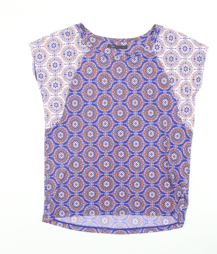 Marks and Spencer Womens Purple Geometric Polyester Basic Blouse Size 10 Round Neck