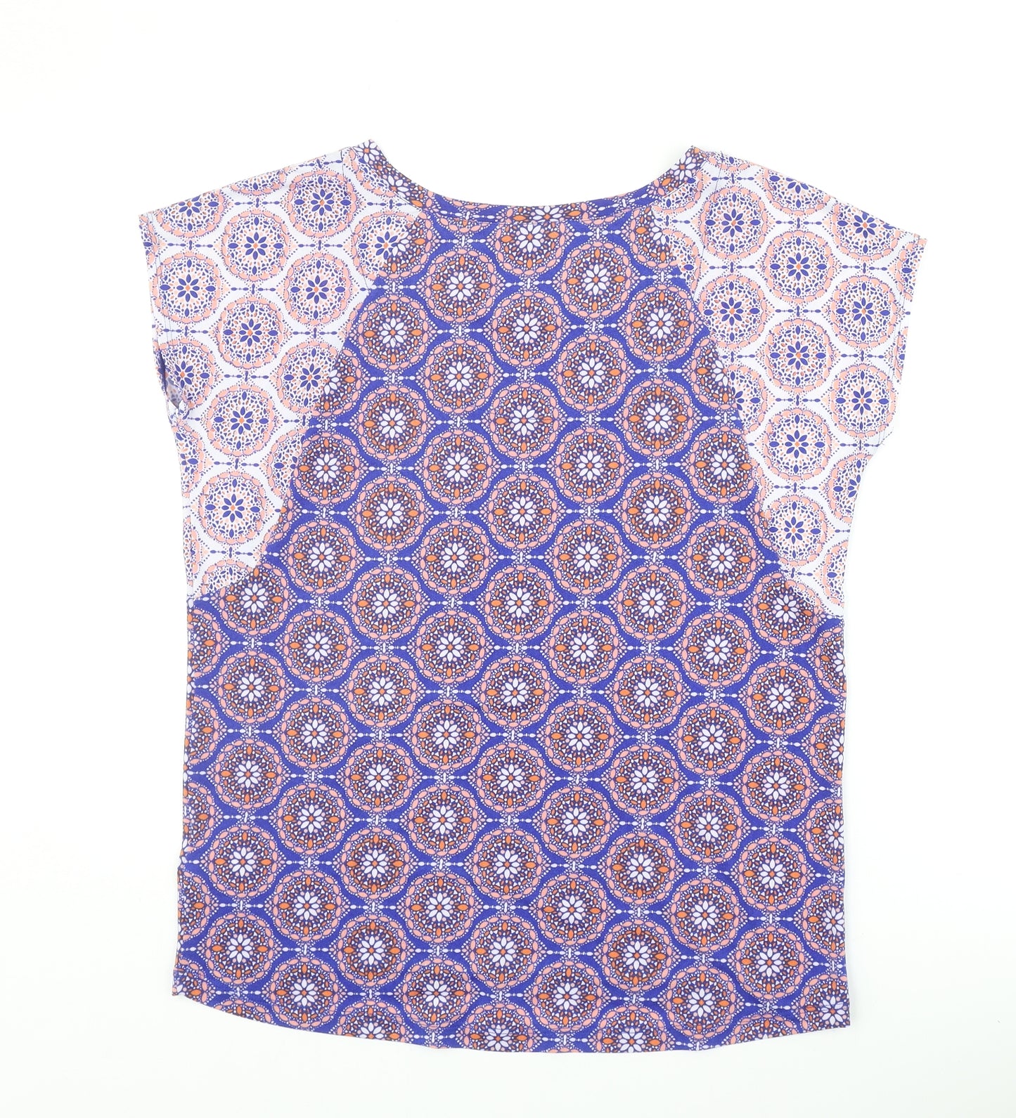 Marks and Spencer Womens Purple Geometric Polyester Basic Blouse Size 10 Round Neck