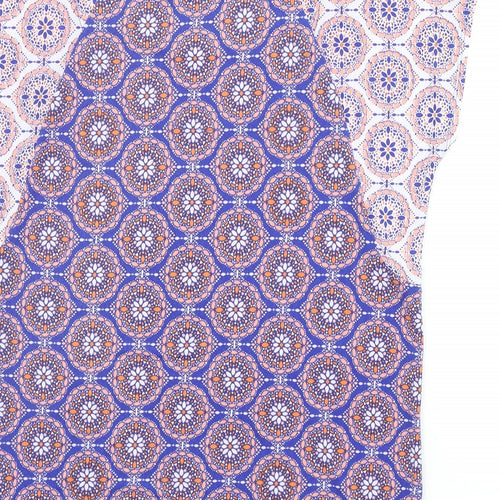 Marks and Spencer Womens Purple Geometric Polyester Basic Blouse Size 10 Round Neck