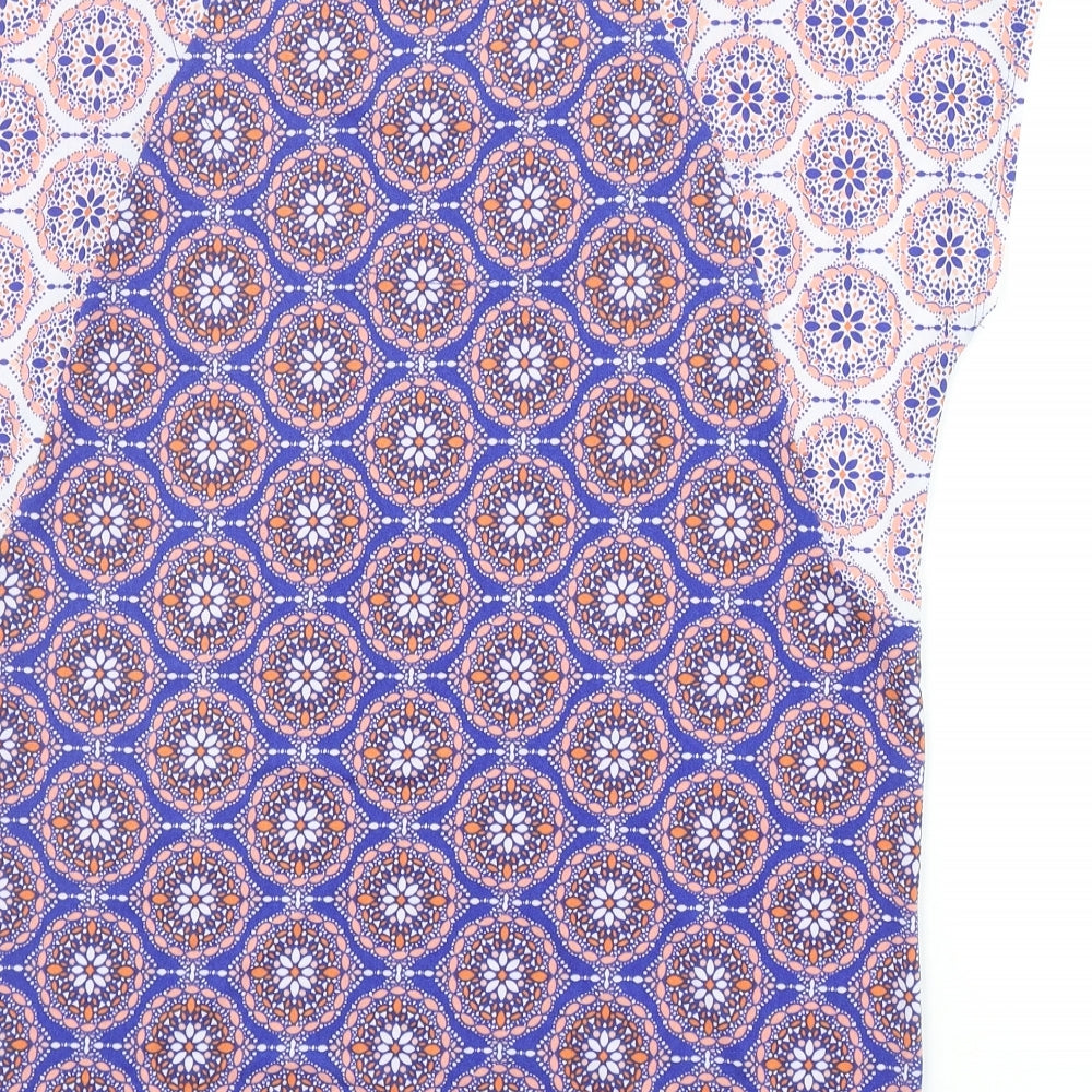 Marks and Spencer Womens Purple Geometric Polyester Basic Blouse Size 10 Round Neck