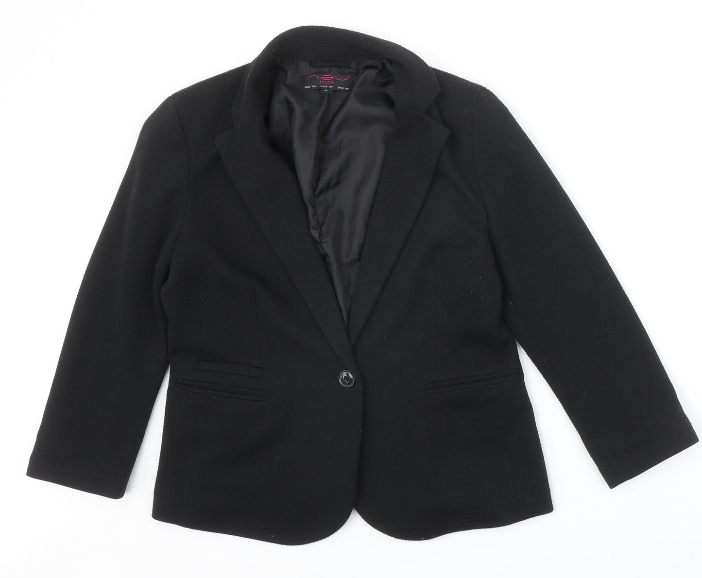 New Look Womens Black Polyester Jacket Blazer Size 12
