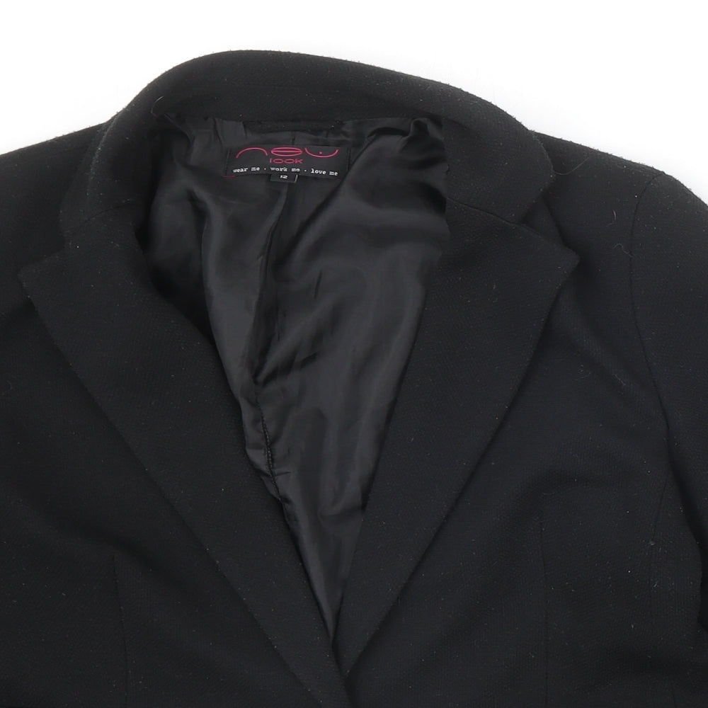 New Look Womens Black Polyester Jacket Blazer Size 12
