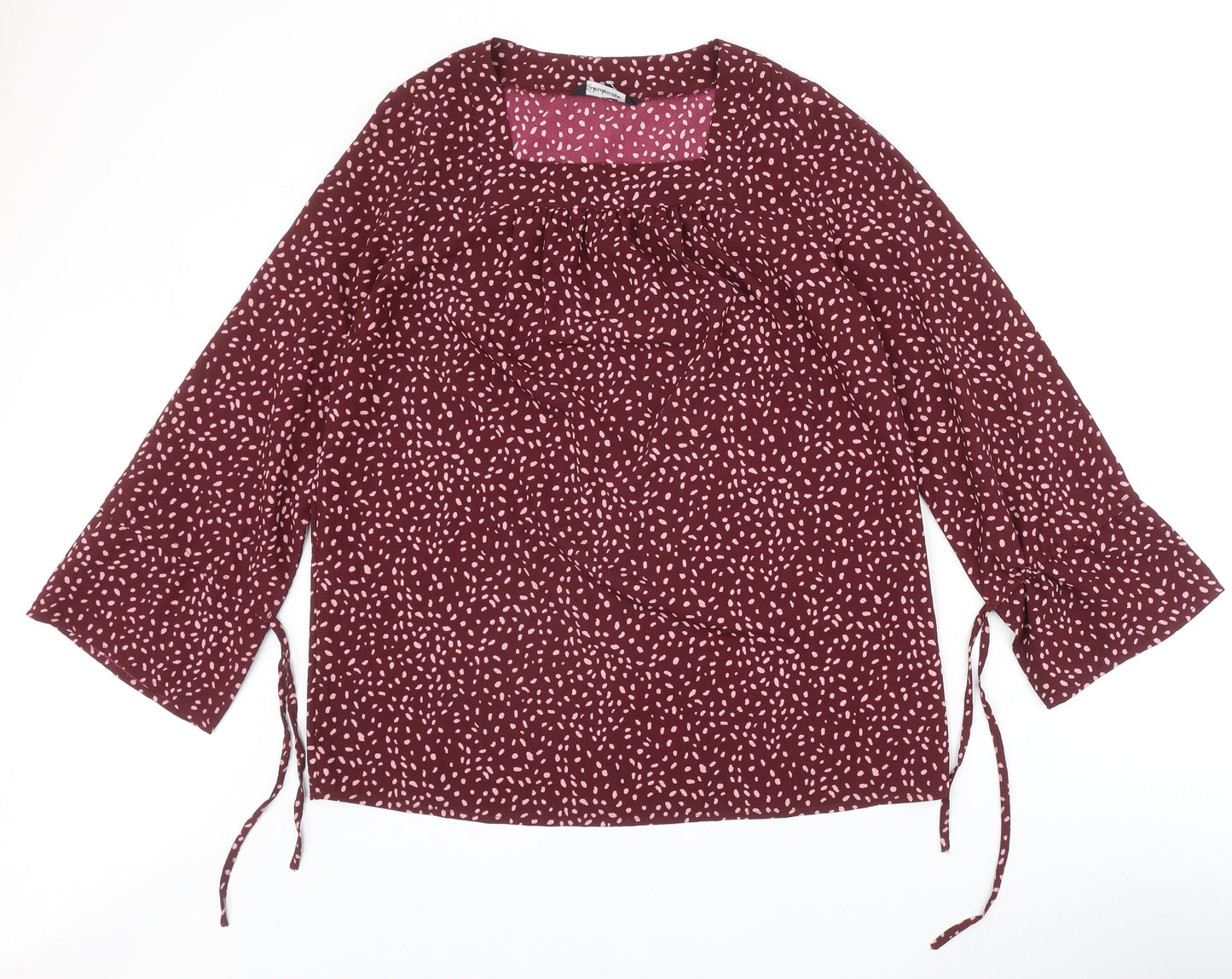 Kaleidoscope Womens Red Geometric Polyester Basic Blouse Size 12 Square Neck
