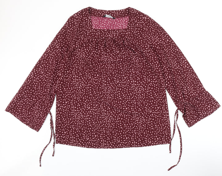Kaleidoscope Womens Red Geometric Polyester Basic Blouse Size 12 Square Neck